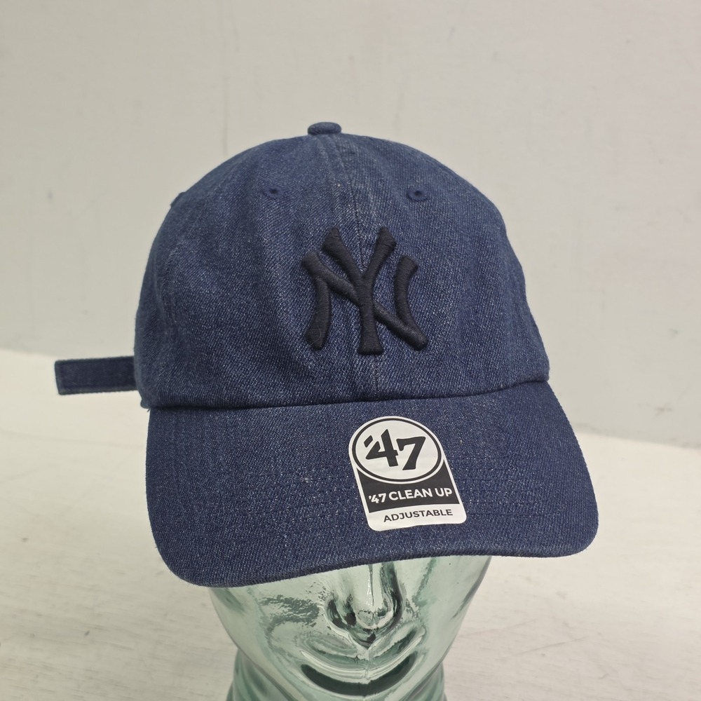 New York Yankees Baseball Denim Clean Up Strapback Hat NWT MLB Navy '47 Brand